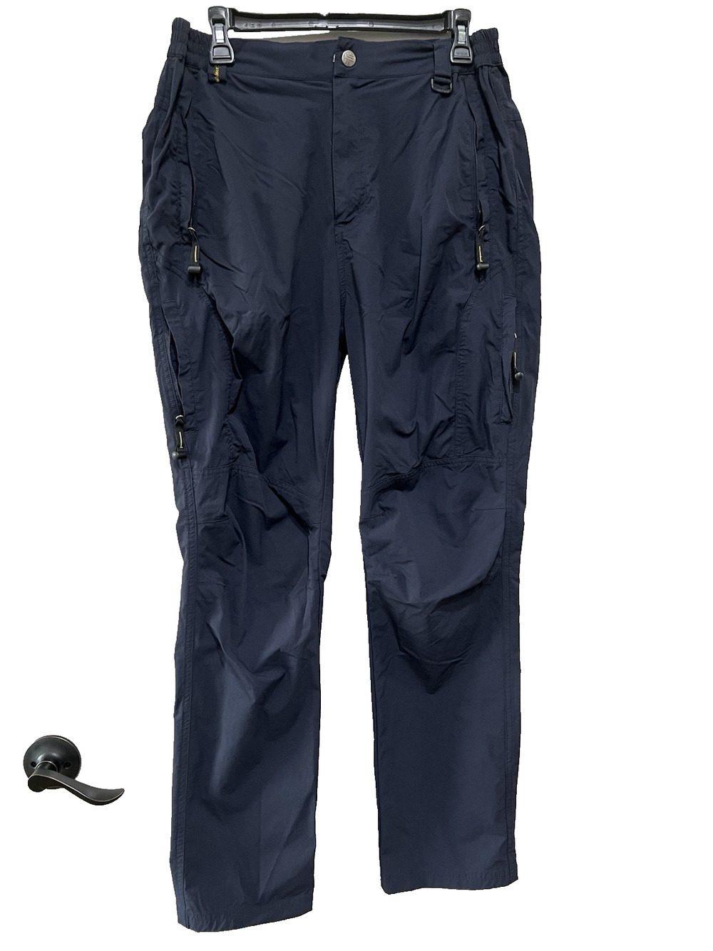 Outdoor Sports Pants Mens Black Hiking Zip multi Pockets Knee Bends Size Medium